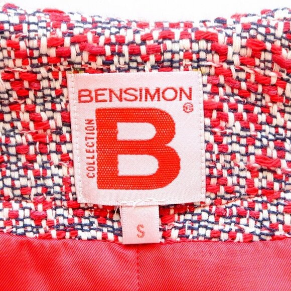 Ben Simon Red Tweed Open Front Long Blazer Jacket Size Small S - Picture 7 of 9